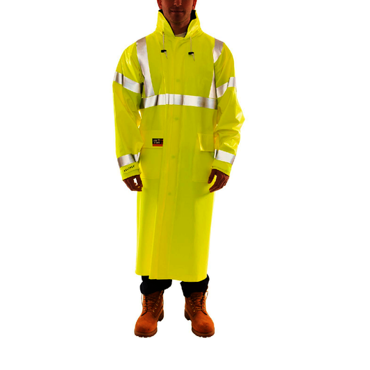 Tingley Large Hi-Viz Green/Yellow 48" Eclipse™ PVC And Nomex® Rain Coat