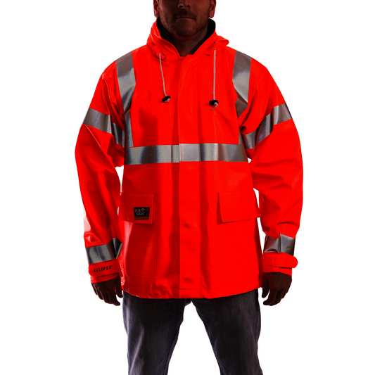 Tingley X-Large Hi-Viz Orange 32" Eclipse™ 26 mil PVC And Nomex® Rain Coat