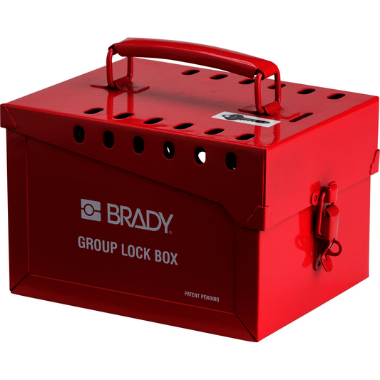 Brady® Red Steel Lock Box "LOCK BOX LOCK OUT FOR SAFETY"