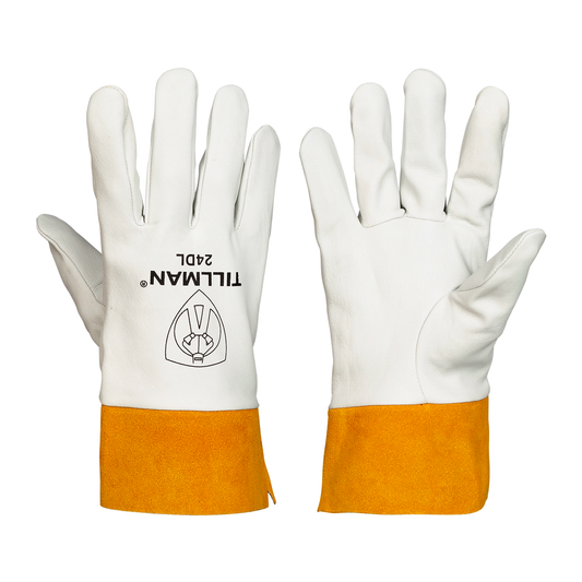Tillman® X-Small 11.5" Bourbon Brown And Pearl Top Grain Split Cowhide/Kidskin Leather Unlined TIG Welders Gloves