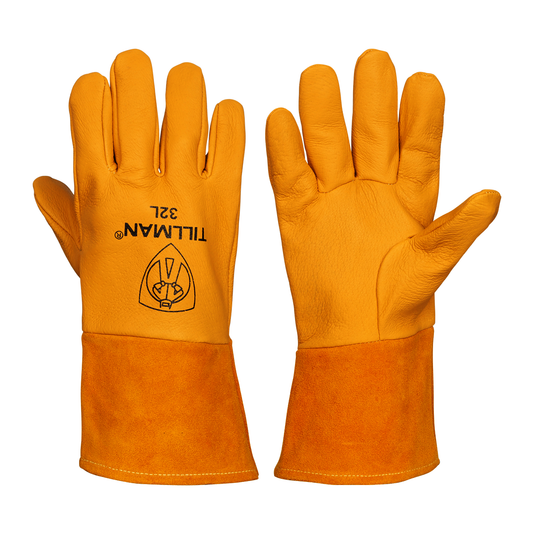 Tillman® Medium 13" Bourbon Brown And Pearl Top Grain Pigskin Unlined MIG Welders Gloves