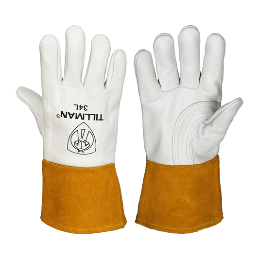 Tillman® Medium 13" Bourbon Brown And Pearl Top Grain Cowhide Foam Lined MIG Welders Gloves