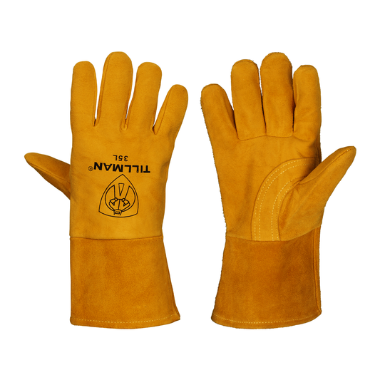 Tillman® Large 13.25" Gold Premium Heavyweight Reverse Deerskin Foam Lined MIG Welders Gloves