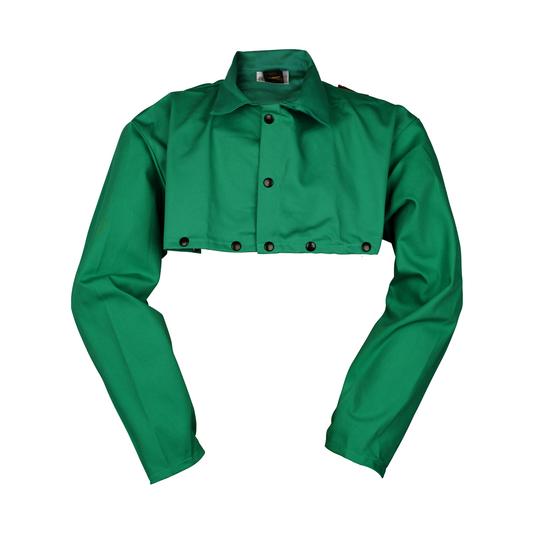 Tillman® Small Green Indura® Whipcord Flame Resistant Cape Sleeve With Snap Closure (Bib Not Included)