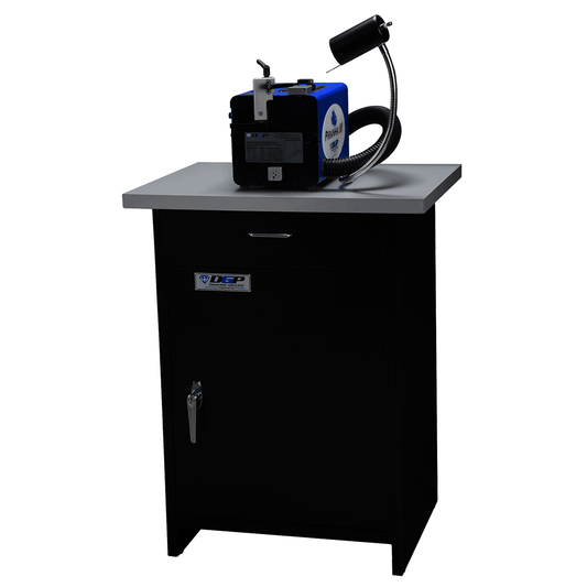 Diamond Ground Piranha-III 27" X 21" X 42" Blue/Black Aluminum Tungsten Grinder With Vacuum And Cabinet