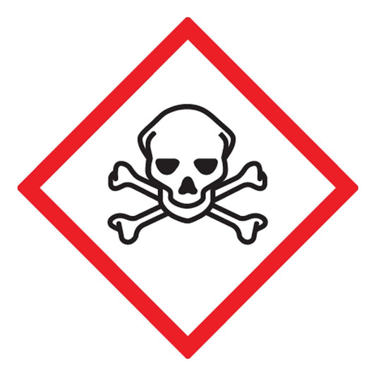 AccuformNMC™ 1" X 1" Red/Black/White Paper GHS Label "SKULL & CROSSBONES (Graphic Only)"