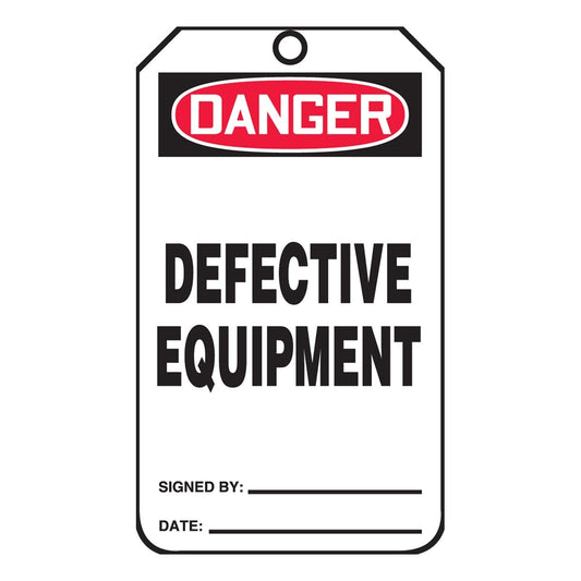 AccuformNMC™ 5 3/4" X 3 1/4" Black/Red/White Cardstock Accident Prevention/Safety Tag "DANGER DEFECTIVE EQUIPMENT"