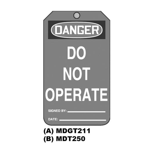 AccuformNMC™ 5 3/4" X 3 1/4" Black/Red/White PF-Cardstock Safety Tag "DANGER DO NOT OPERATE SIGNED BY:___DATE:___/DANGER DO NOT REMOVE THIS TAG! REMARKS:___"