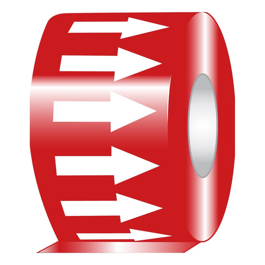 AccuformNMC™ 2" X 54' Red/White Vinyl Directional Flow Arrow Tape "(WHITE ARROWS GRAPHIC)"