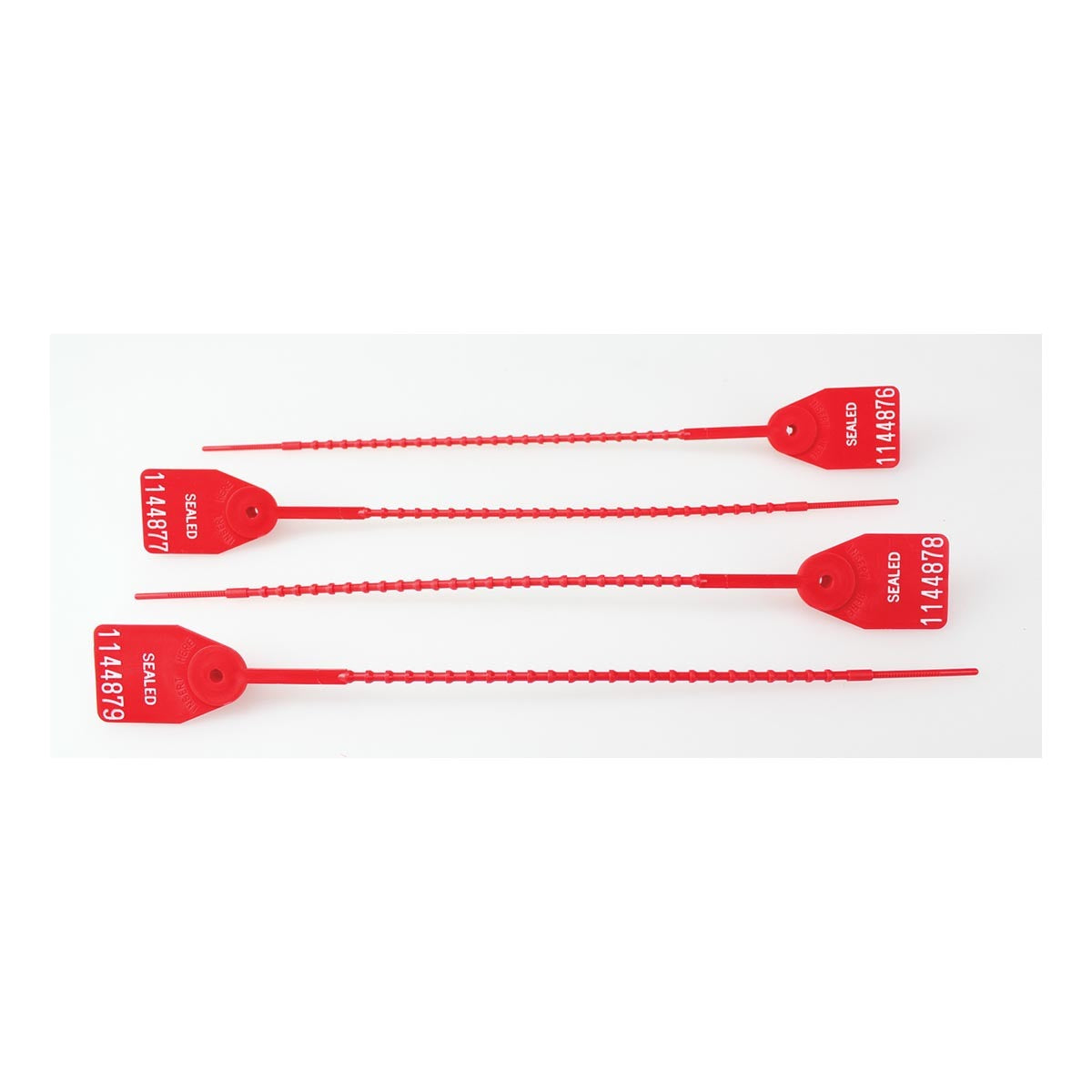 AccuformNMC™ 9 7/8" X 1 3/4" Red Plastic Tag Seal "LODE (Random Sequentially Numbered)"