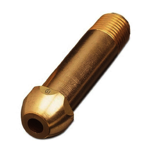 Western CGA-500/510/580/590 1/4" NPT Male X 4 1/2" L Brass 3000 psig Regulator Inlet Nipple
