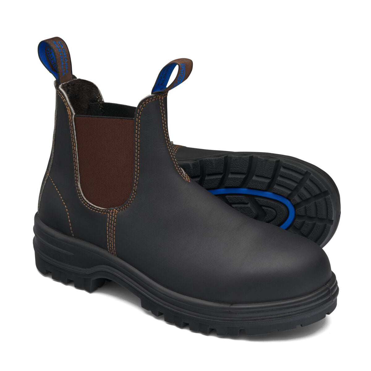 Blundstone Size 10.5 Brown #140 Leather Steel Toe Pull On Work Boots With TPU Sole
