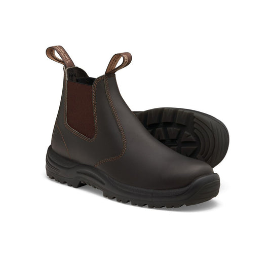 Size Men's Size 10.5/Women's Size 12.5 Brown #490 Leather Plain Soft Toe Boots With TPU