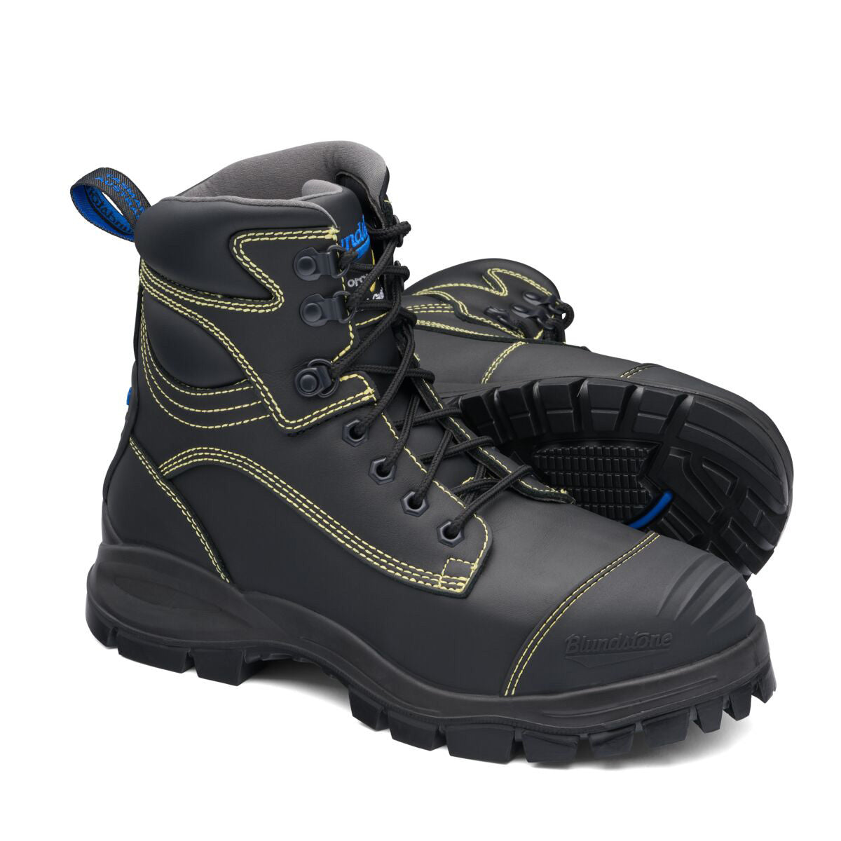 Blundstone Size 13 Black #994 Leather Steel Toe Lace Up Work Boots With Rubber Sole