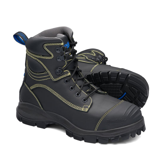Blundstone Size 13 Black #994 Leather Steel Toe Lace Up Work Boots With Rubber Sole