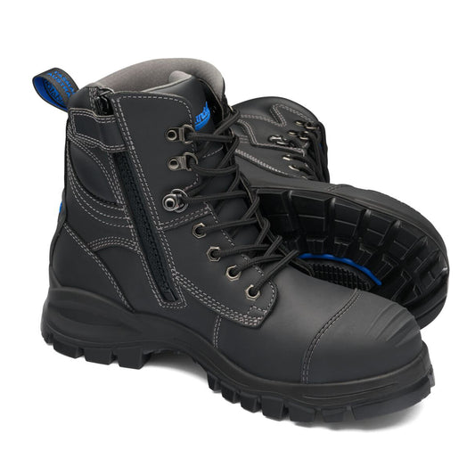Blundstone Size Men's 10.5/Women's 12.5 Black #997 Leather Steel Toe Boots With Rubber