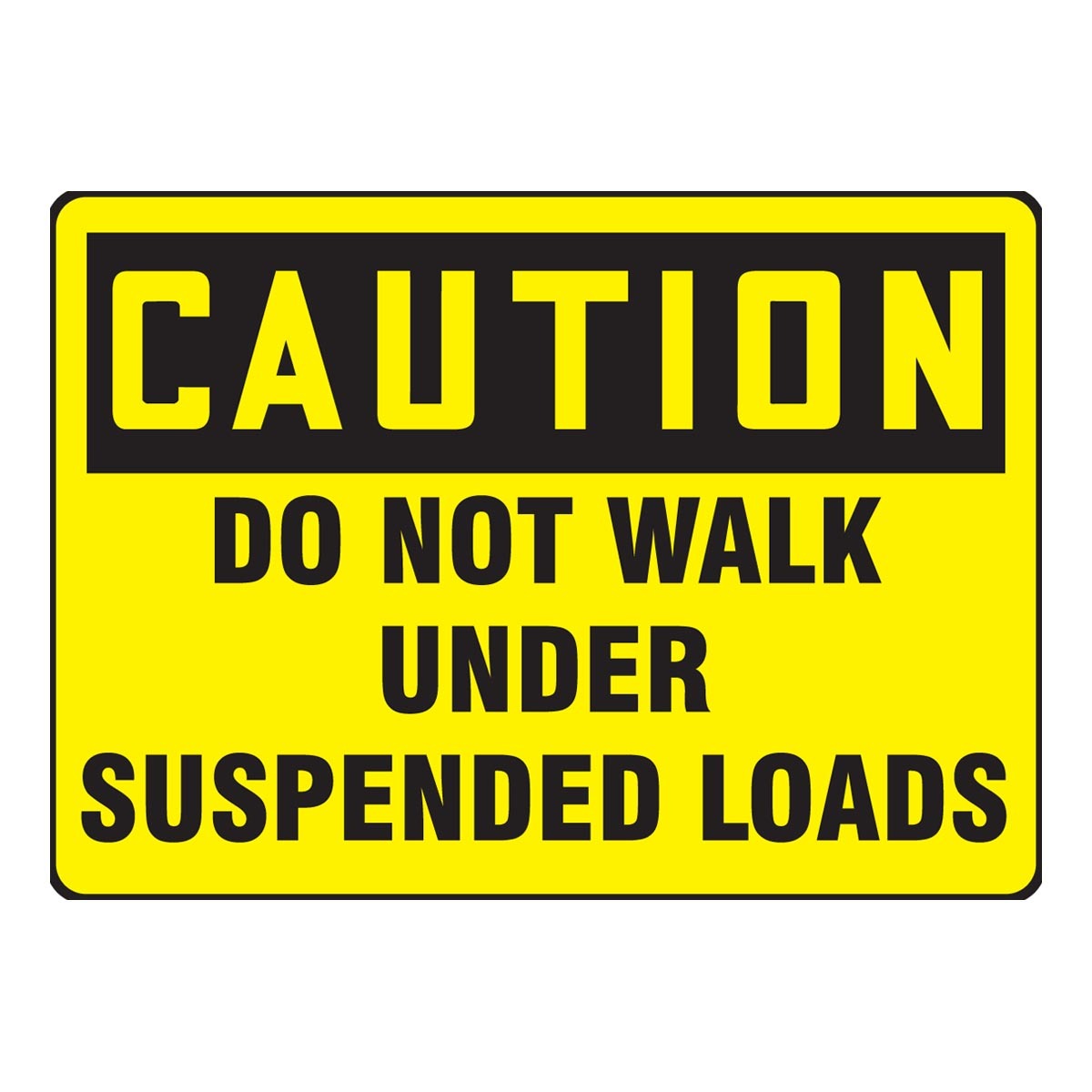 Accuform Signs® 10" X 14" Black/Yellow Aluminum Safety Sign "CAUTION DO NOT WALK UNDER SUSPENDED LOADS"