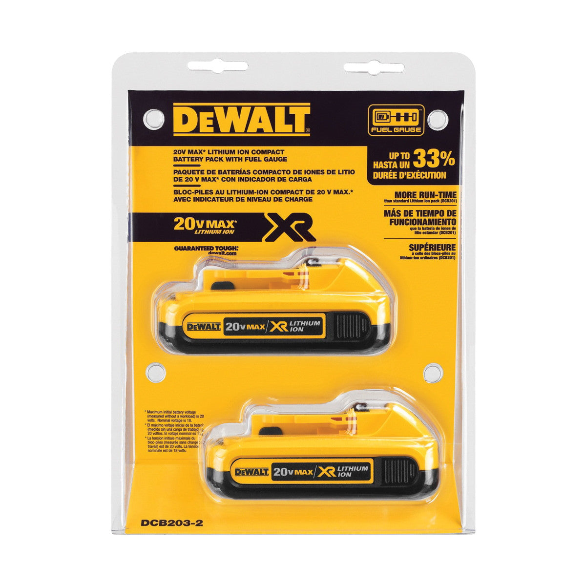 DeWALT DCB203-2   20V MAX XR® Li-Ion Compact Battery Pack, 2.0 Ah, (2/PK)