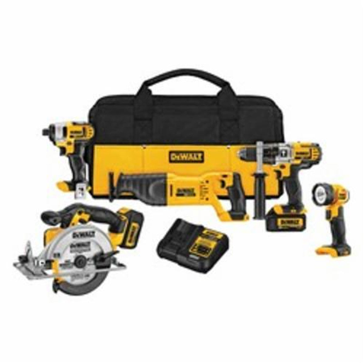 DeWALT DCK590L2  20V MAX 5-Tool Combination Kit W/ (2) Batteries, Charger and Contractor Bag