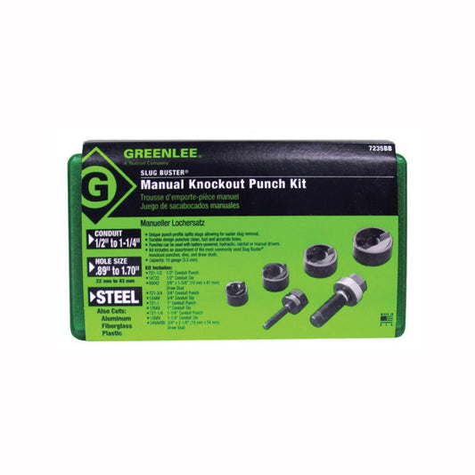Greenlee 7235BB 1/2" - 1-1/4" Conduit Size Manual Slug-Buster Knockout Punch Kit