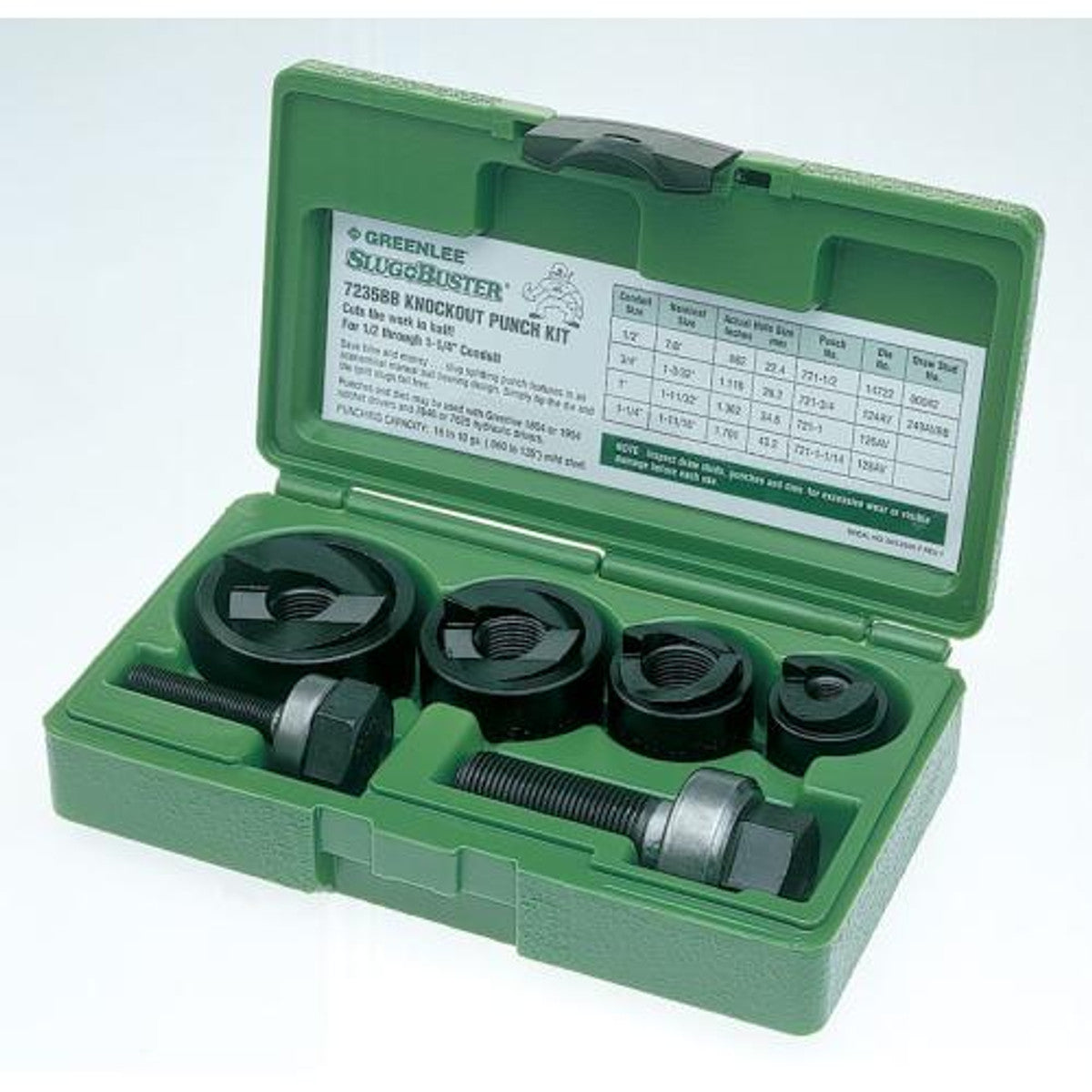 Greenlee 7235BB 1/2" - 1-1/4" Conduit Size Manual Slug-Buster Knockout Punch Kit