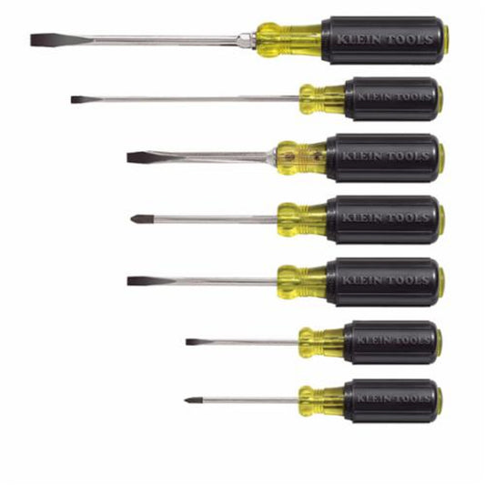 KLEIN 85076 Assorted Screwdriver 7-Piece Set with Cushion Grip Handles