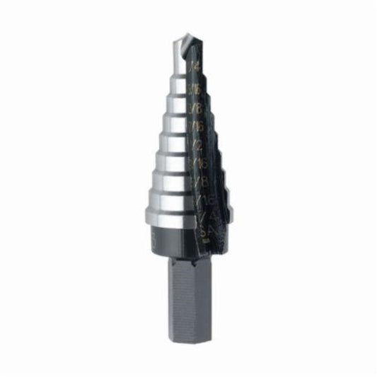 Irwin® 10233 Unibit Fractional Self-Starting Step Drill, #3, 1/4 in Dia Min Hole, 3/4 in Dia Max Hole, 9 Steps