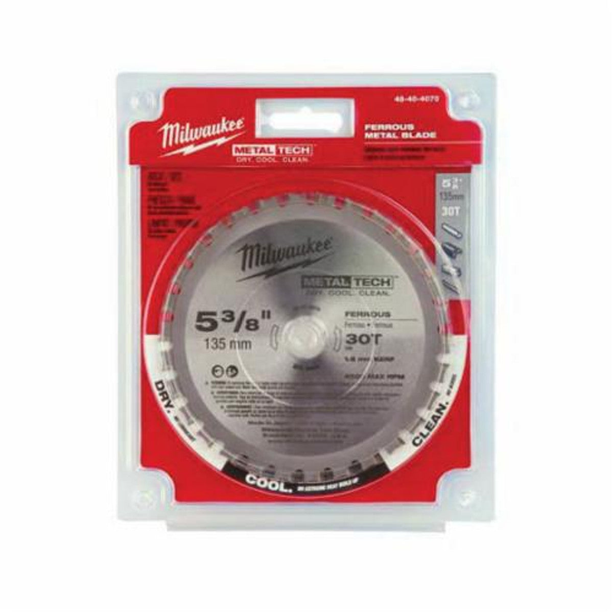 Milwaukee 48-40-4070 Circular Saw Blade, 5-3/8 in Dia x 0.05 in THK, 20 mm Arbor, Alloy Steel Blade, 30 Teeth
