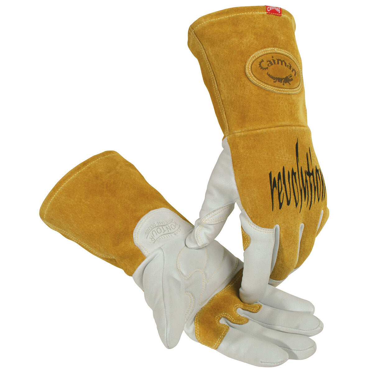 Protective Industrial Products X-Large 13" Gold And White Premium Top Grain Goatskin/Leather Fleece Lined Welders Gloves