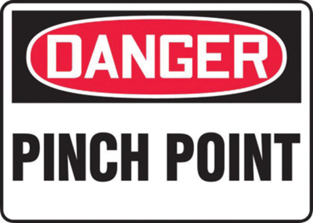 Accuform Signs® 10" X 14" White/Black/Red Aluminum Safety Sign "DANGER PINCH POINT"