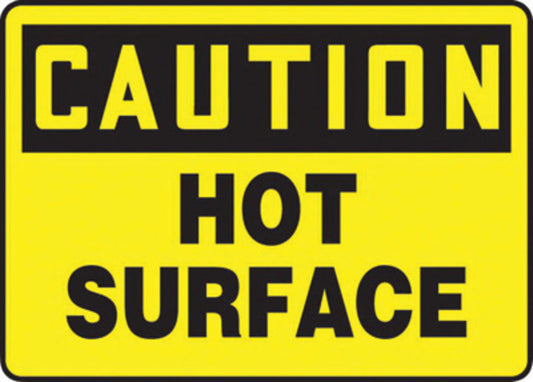 Accuform Signs® 10" X 14" Black/Yellow Aluminum Safety Sign "CAUTION HOT SURFACE"