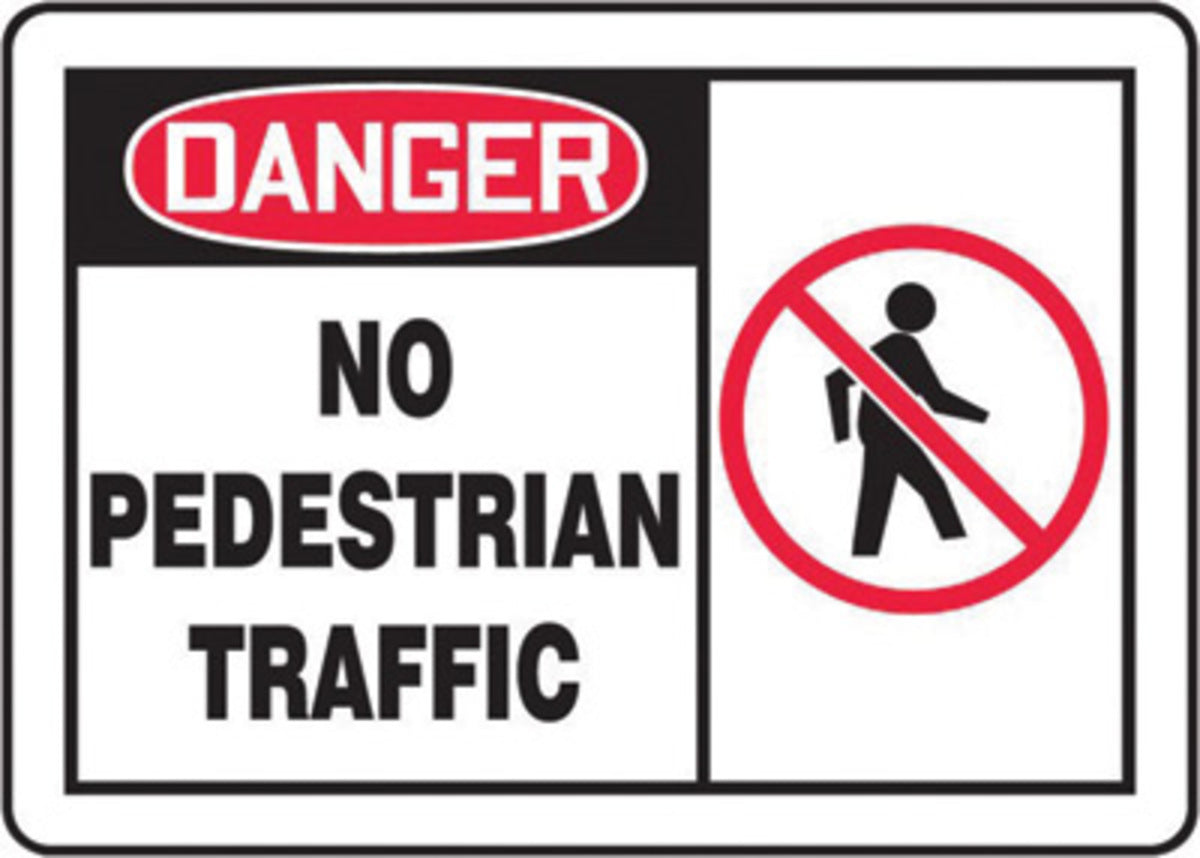 Accuform Signs® 10" X 14" Red/Black/White Aluminum Safety Sign "DANGER NO PEDESTRIAN TRAFFIC"