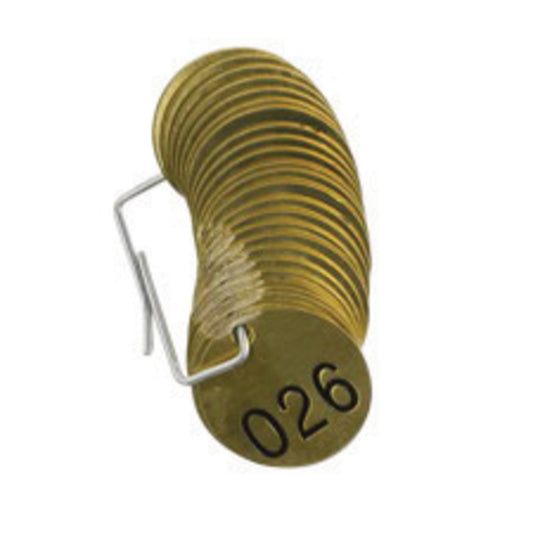 Brady® 1 1/2" Black/Brass Rigid Brass Tag (25 Per Pack) "Numbered Only"