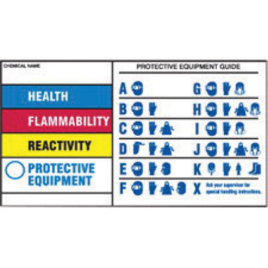 Brady® 4" X 7" Black/Blue/Red/Yellow/White Permanent Acrylic Polyester Tape (25 Per Pack) "HEALTH FLAMMABILITY REACTIVITY PROTECTIVE EQUIPMENT"