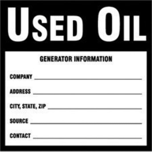 Brady® 6" X 6" Black/White Permanent Acrylic Paper Label (100 Per Pack) "GENERATOR INFORMATION"