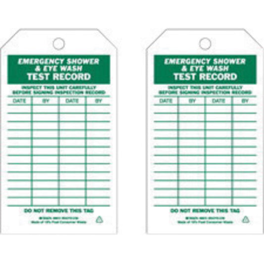Brady® 5 3/4" X 3" Green/White Rigid Paper Tag (100 Per Pack) "INSPECT THIS UNIT CAREFULLY BEFORE SIGNING INSPECTION RECORD DATE___BY___DATE___BY___"