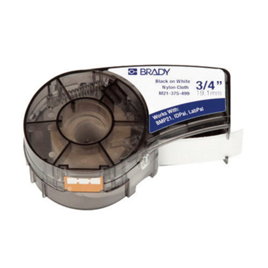 Brady® 3/8" X 16' Black/White BMP®21 Autoclavable/Cryogenic Storage/Halogen-Free Nylon Label (16 ft Per Cartridge)