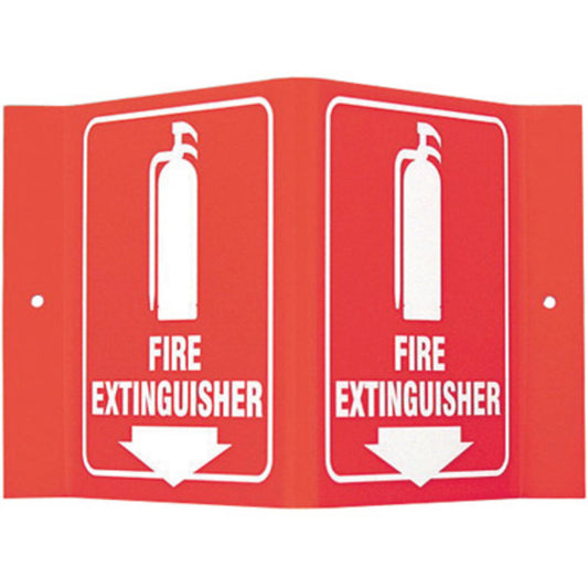 Brady® 6" X 8" X 4" White And Red Durable Acrylic Safety Sign "Fire Extinguisher"