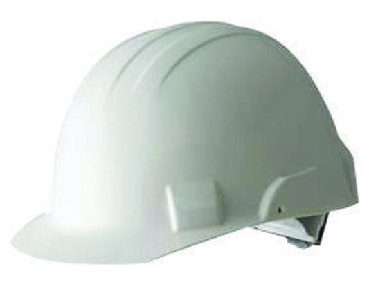 Bullard® White HDPE Cap Style Hard Hat With Ratchet/4 Point Ratchet Suspension