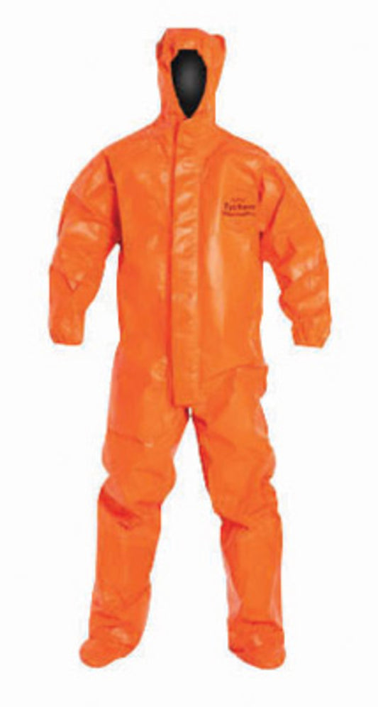 DuPont™ 5X Orange Tychem® 6000 FR 34 mil Tychem® 6000FR Chemical Protective Coveralls (With Respirator Fitting Hood, Elastic Wrists And Attached Socks)