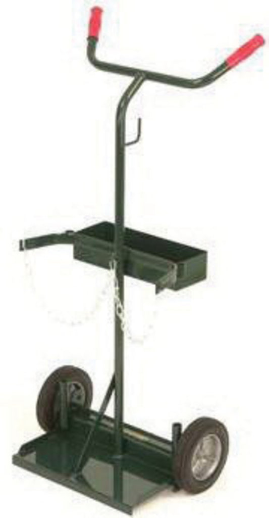 Harper™ Series 140 Cylinder Truck With 10" X 3 1/2" Pneumatic 2-Ply Wheels, Deluxe Uni Handle, 9" X 20" Base Plate, Welded-On Tool Box, Hose Hook And Welding Rod Holder Tube (For Small, Medium And Large Cylinders)