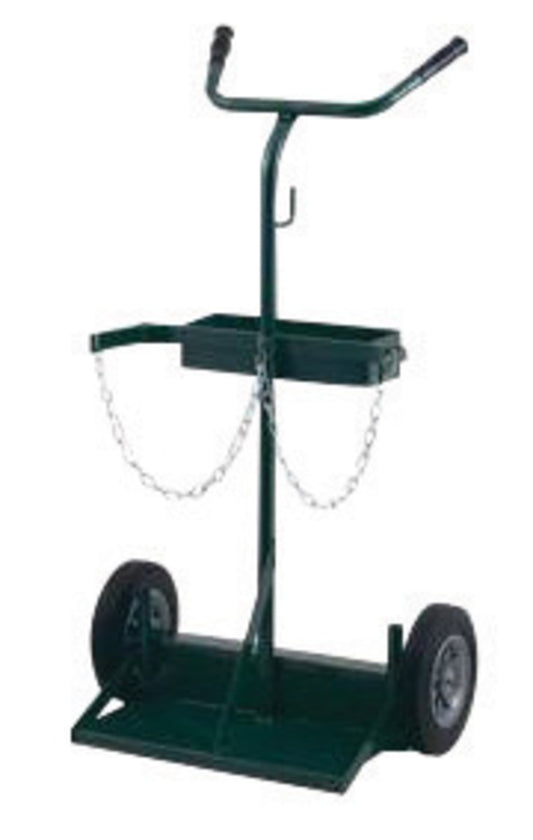 Harper™ Series 140 Cylinder Truck With 10" X 2" Solid Rubber Wheels, Deluxe Uni Handle, 9" X 20" Base Plate, Welded-On Tool Box, Hose Hook And Welding Rod Holder Tube (For Small, Medium And Large Cylinders)