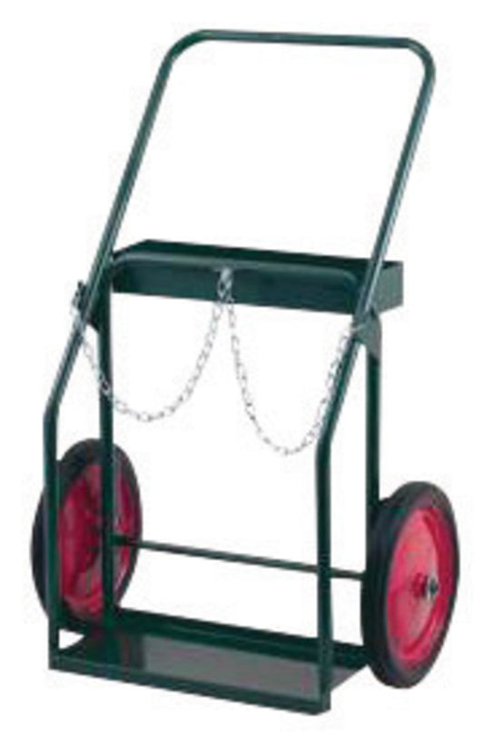 Harper™ Series 400 Cylinder Truck With 14" X 1 3/4" Semi-Pneumatic Wheels, Continuous Handle, 9" X 21" Base Plate, Cylinder Hold Chain, Narrow Frame And Large Tool Box (For Medium And Large Cylinders)