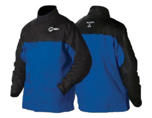 Miller® Medium Black Blue Leather/Indura® Flame Resistant Coat With Snap Button Closure