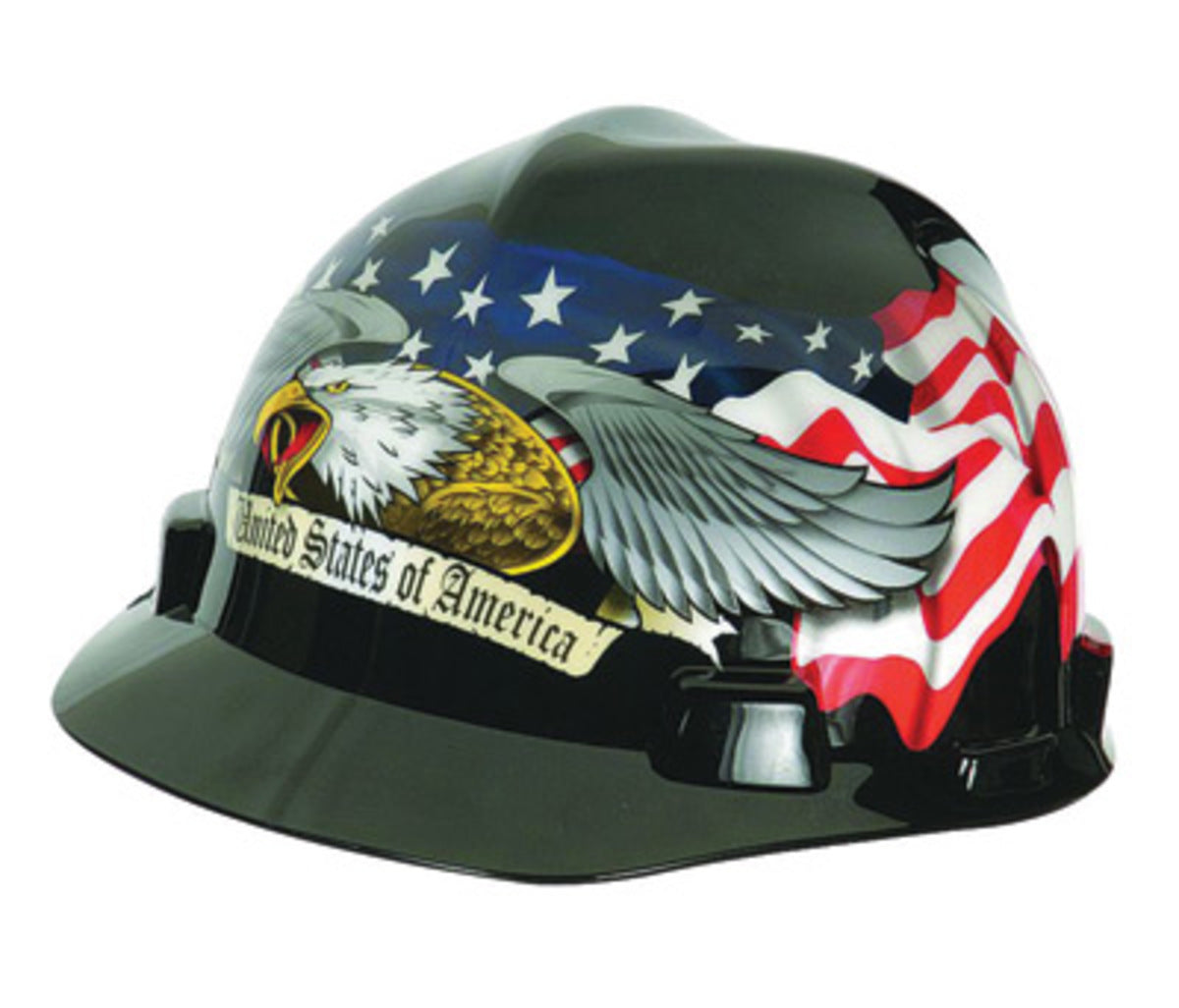 MSA Red V-Gard® Polyethylene Cap Style Hard Hat With Ratchet/4 Point Ratchet Suspension