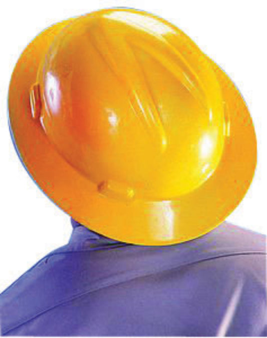 MSA Yellow V-Gard® Polyethylene Full Brim Hard Hat With Pinlock/4 Point Pinlock Suspension