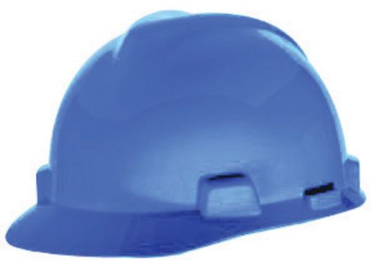 MSA Blue V-Gard® Polyethylene Cap Style Hard Hat With Ratchet/4 Point Ratchet Suspension