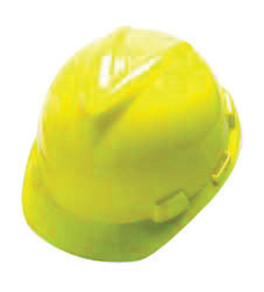 MSA Yellow V-Gard® Polyethylene Cap Style Hard Hat With Ratchet/4 Point Ratchet Suspension
