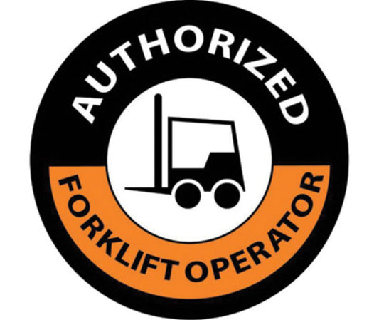 AccuformNMC™ 2" X 2" Black/Orange/White Adhesive Backed Vinyl (5 Per Pack) "AUTHORIZED FORKLIFT OPERATOR"