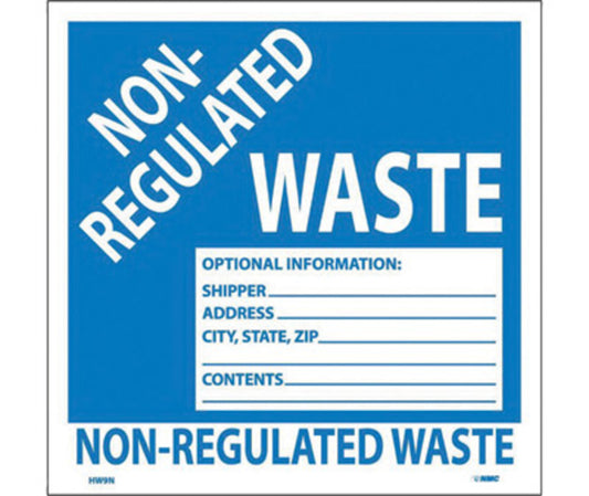 AccuformNMC™ 6" X 6" White/Blue Pressure Sensitive/Adhesive Backed Vinyl (25 Per Pack) "NON-REGULATED WASTE OPTIONAL INFORMATION"